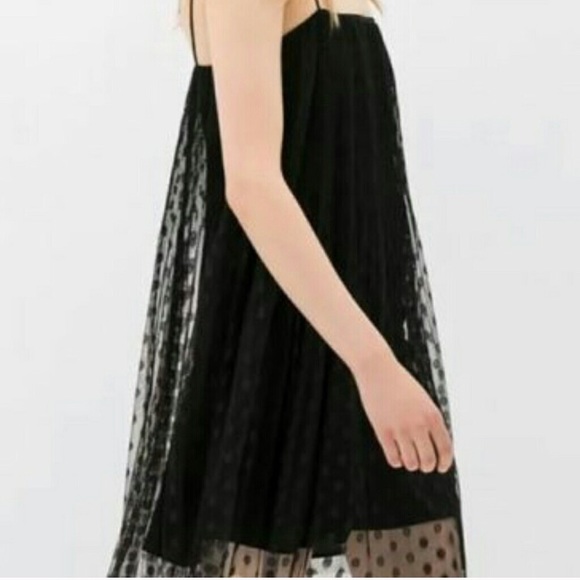 Zara Black on black polka dot shift dress - Picture 5 of 5
